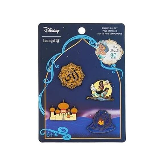 Loungefly Disney Aladdin 30th Anniversary 4 Piece Pin Set NWT - Picture 4 of 5